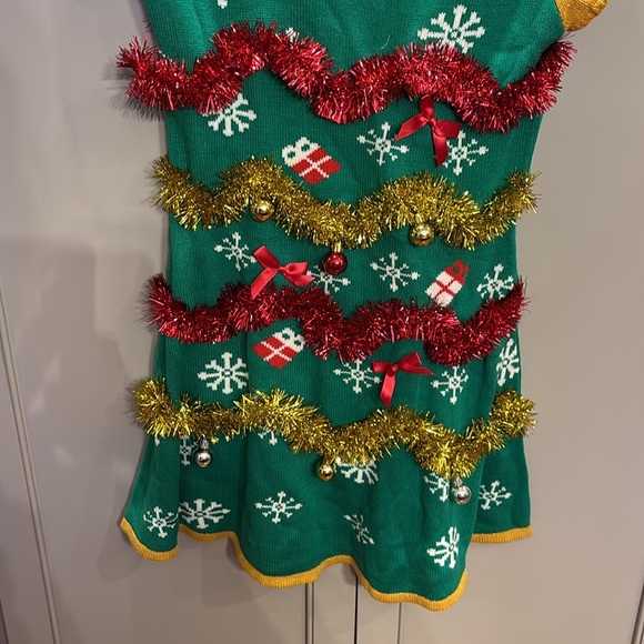 Women's Cap Sleeve ugly sweater Christmas Tree Dress - Picture 4 of 5